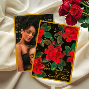 Cartão De Festividades Dia das Mães Floral Vermelho Personalizado Nós Ama
