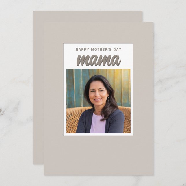 Cartão De Festividades Dia das Mães Foto Moderna Bege Mãe e Filhos  (Frente/Verso)