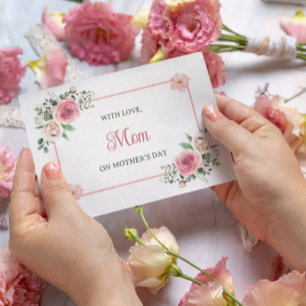 Cartão De Festividades Dia das Mães Para Mamãe Escritura Aquarela Floral