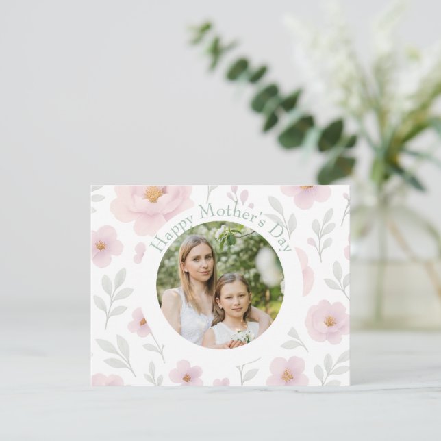 Cartão De Festividades Dia das Mães Personalizado – Flor Pastel | (Em pé/Frente)