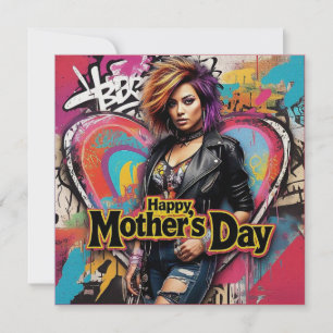 Cartão De Festividades Dia das Mães Punk Colar de Pérolas Simmer Card