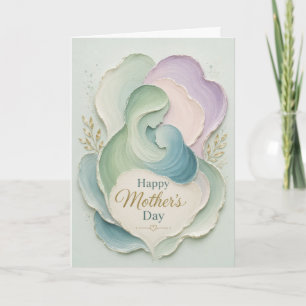 Cartão De Festividades Dia das Mães Silhueta Mãe Filho Abraço