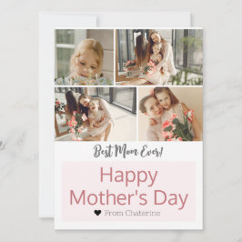 Cartão De Festividades Dia das Mães Simples Elegante Moderno Três Fotos