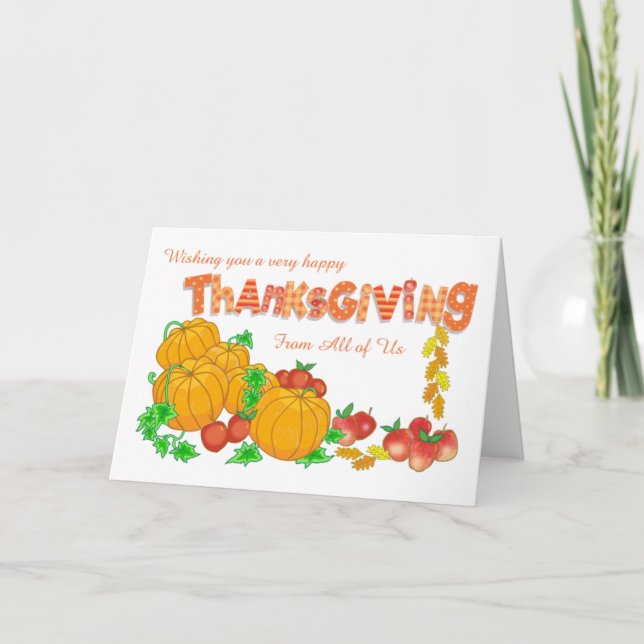 Cartão De Festividades Dia de Ação de Graças de Pumpkins Holiday Card (Frente)