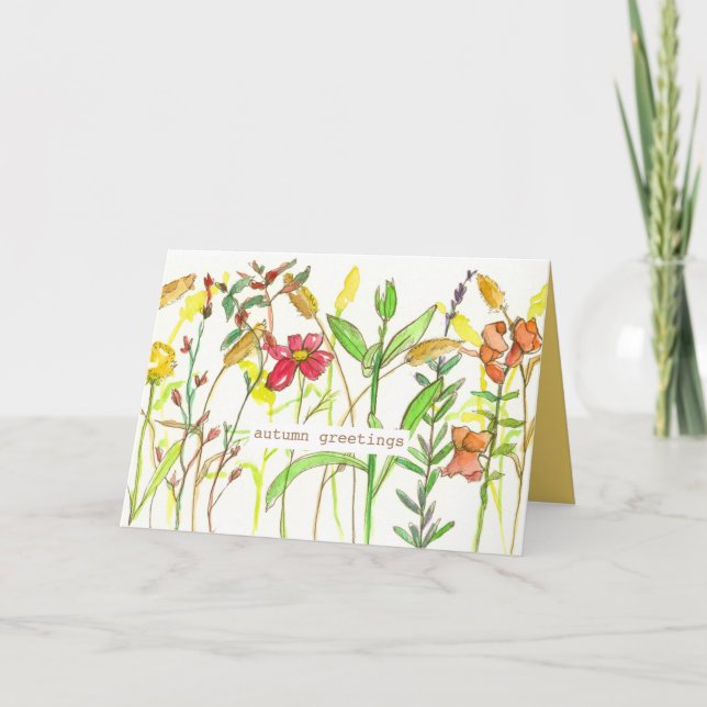 Cartão De Festividades Dia de Ação de Graças Outono Estação Flores Silves (Frente)