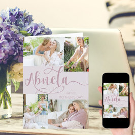 Cartão De Festividades Dia de as mães Abuela 4 Colagem de Fotos Rosa