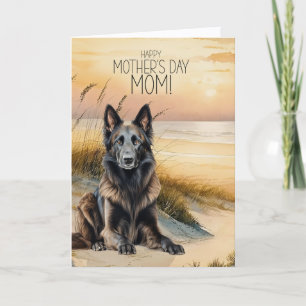 Cartão De Festividades Dia de as mães Belga Tervuren Dog Sunset Beach