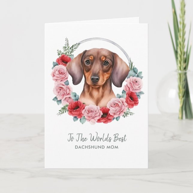 Cartão De Festividades Dia de as mães da mãe personalizada do cão Dachshu (Frente)