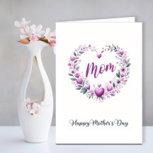Dia de as mães de Coração Floral Rosa