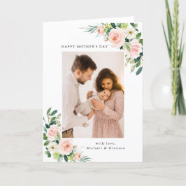 Cartão De Festividades Dia de as mães de Foto Floral de Blush Watercolor