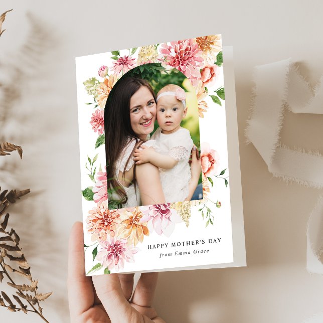Cartão De Festividades Dia de as mães de Fotografias Elegante Pink 2 (Criador carregado)
