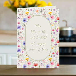 Cartão De Festividades Dia de as mães de Oval Verde Colorido de Flores Se