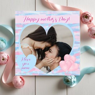 Cartão De Festividades Dia de as mães Elegante com Foto Cardíaca Personal