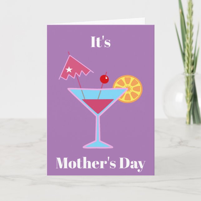 Cartão De Festividades Dia de as mães Engraçado Relaxe Martini Cocktail (Frente)