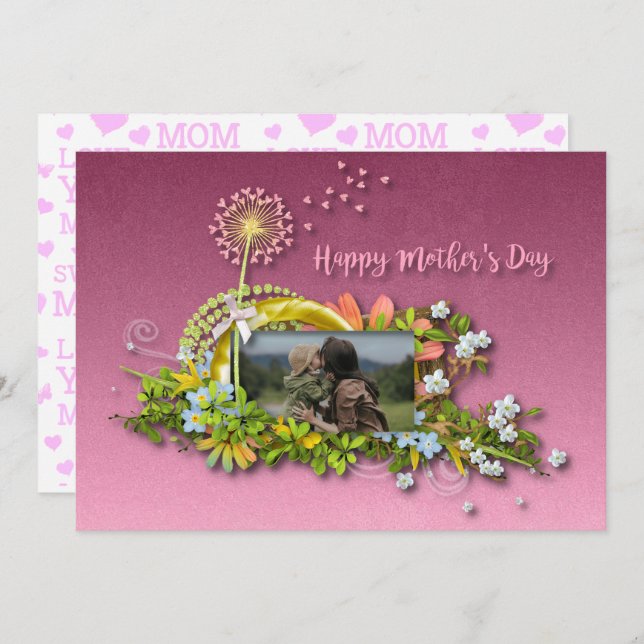 Cartão De Festividades Dia de as mães Feliz (Frente/Verso)