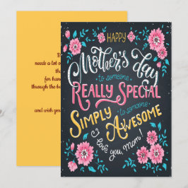 Cartão De Festividades Dia de as mães Feliz | à Mãe Especial e Incrível