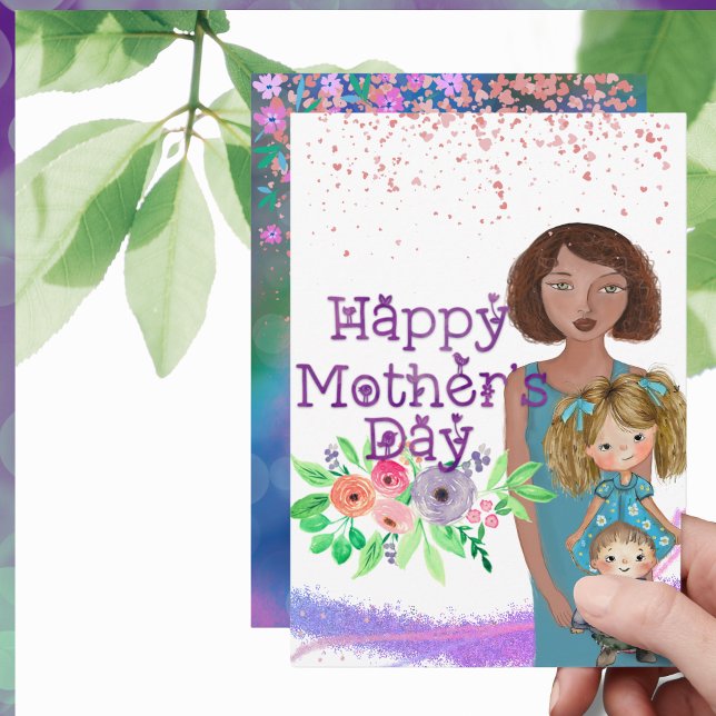 Cartão De Festividades Dia de as mães FELIZ das crianças ( HAPPY MOTHER'S DAY from kids Holiday Card)