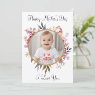 Cartão De Festividades Dia de as mães Feliz de Fotos para Crianças Florai