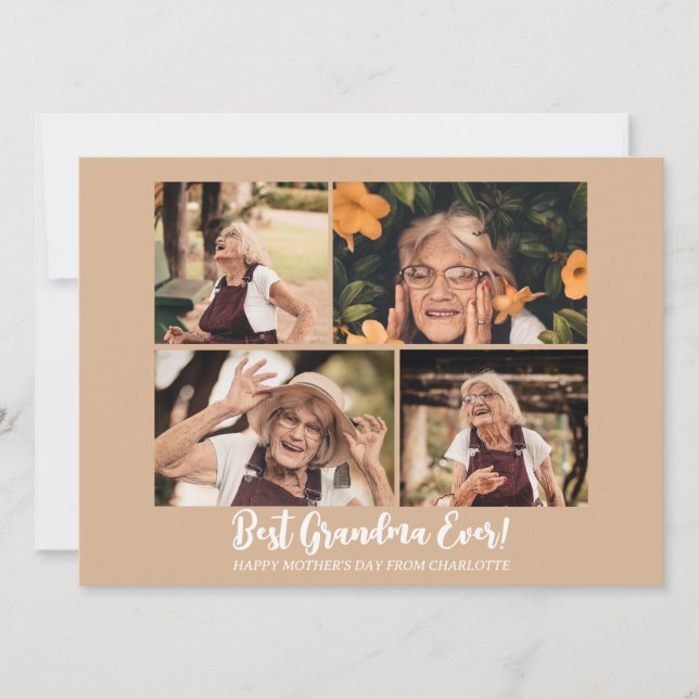 Cartão De Festividades Dia de as mães Moderno Elegante Simples Vovó 4 Fot (Frente)