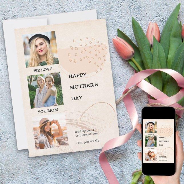 Cartão De Festividades Dia de as mães Moderno Forma 3 Foto Editável (Criador carregado)