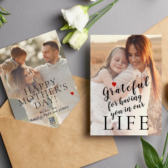 Cartão De Festividades Dia de as mães personalizado 2 fotos e texto (Criador carregado)
