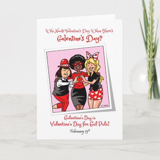 Cartão De Festividades Dia de Galentine 13 de Fev Amigas Celebram Amizade (Frente)