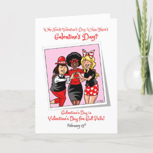 Cartão De Festividades Dia de Galentine 13 de Fev Amigas Celebram Amizade