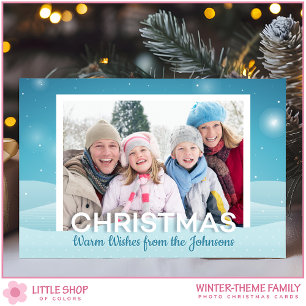 Cartão De Festividades Dia de Inverno Nevado Foto Personalizada da Famíli