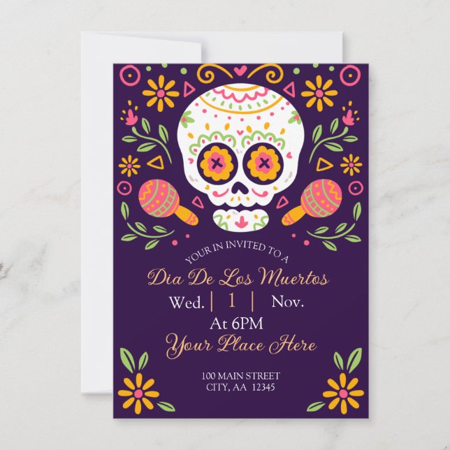 Cartão De Festividades Dia De Los Muertos (Frente)