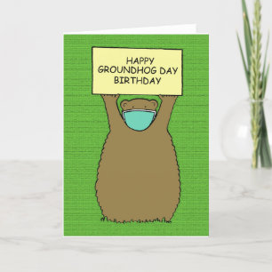 Cartão De Festividades Dia de Nascimento do Groundhog Covid 19