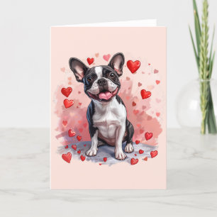 Cartão De Festividades Dia de os namorados Boston Terrier Dog