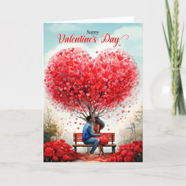 Cartão De Festividades Dia de os namorados de Árvore Casal Afro-Americana
