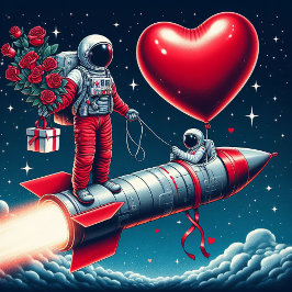 Cartão De Festividades Dia de os namorados de astronauta Whimsical