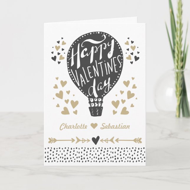 Cartão De Festividades Dia de os namorados de balão de ar quente personal (Frente)