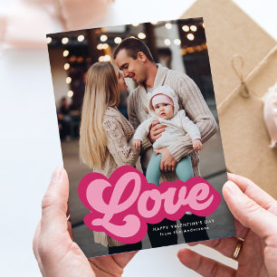 Cartão De Festividades Dia de os namorados de Fotografia Magenta com Scri