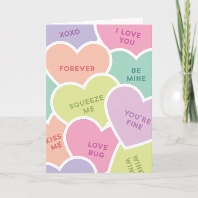 Cartão De Festividades Dia de os namorados de Mensagens de Corações Doces (Frente)