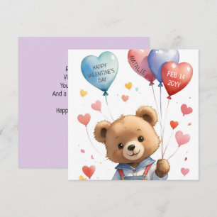 Cartão De Festividades Dia de os namorados de Urso de Cor de Água de Cubo