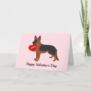 Cartão De Festividades Dia de os namorados German shepherd preto e vermel