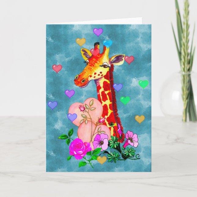Cartão De Festividades Dia de os namorados Giraffe (Frente)