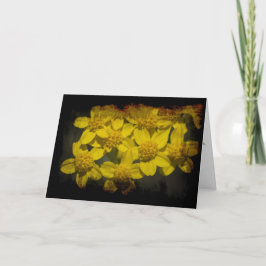 Cartão De Festividades Dia de os namorados Grungy Amarelo de flores silve