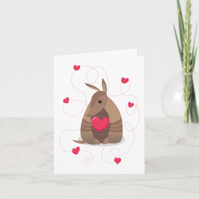 Cartão De Festividades Dia de os namorados Heart Texas Armadillo (Frente)