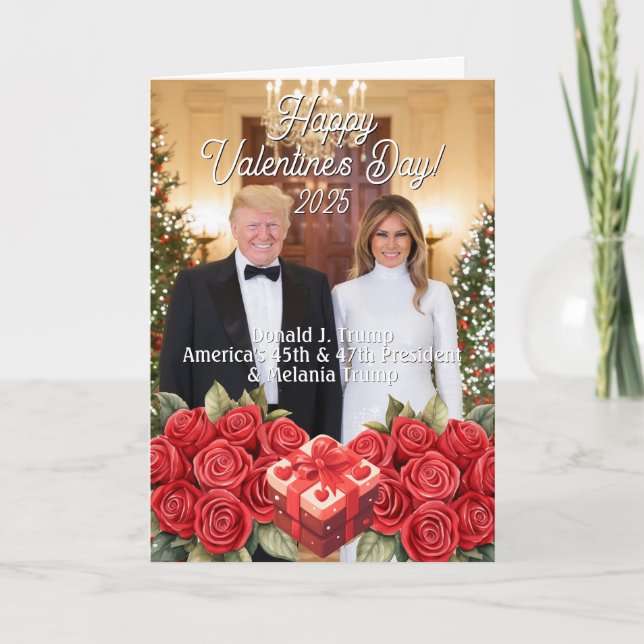 Cartão De Festividades Dia de os namorados Melania e Donald Trump 2025 (Frente)