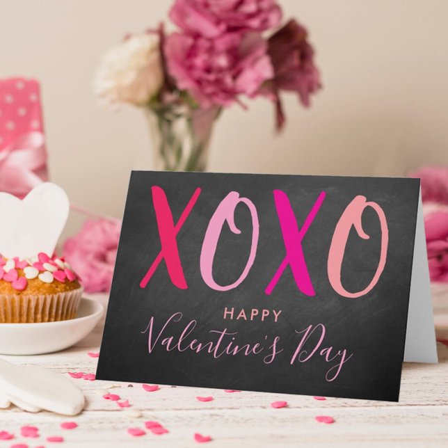 Cartão De Festividades Dia de os namorados moderno Hugs & Kisses (XOXO) (Criador carregado)