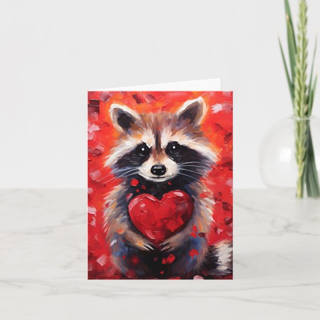 Cartão De Festividades Dia de os namorados Raccoon (Frente)