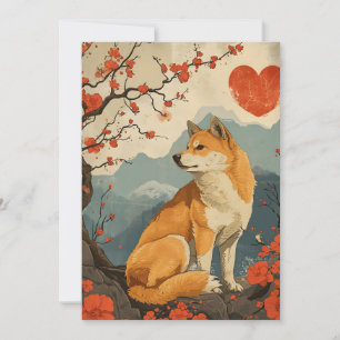 Cartão De Festividades Dia de os namorados Shiba Inu Vintage