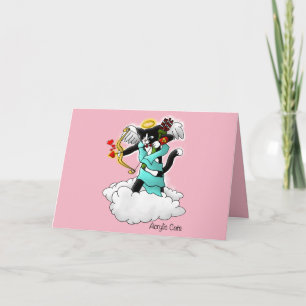 Cartão De Festividades Dia de os namorados Tuxedo Cupid Cat