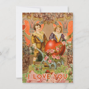 Cartão De Festividades dia de os namorados vintage casal eu te amo