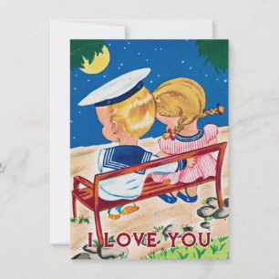 Cartão De Festividades dia de os namorados vintage casal eu te amo