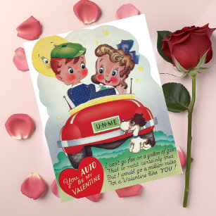 Cartão De Festividades Dia de os namorados Vintage Cute U-N-ME