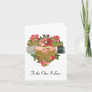 Cartão De Festividades Dia de os namorados Vitoriano Vintage, Mãos w Flo